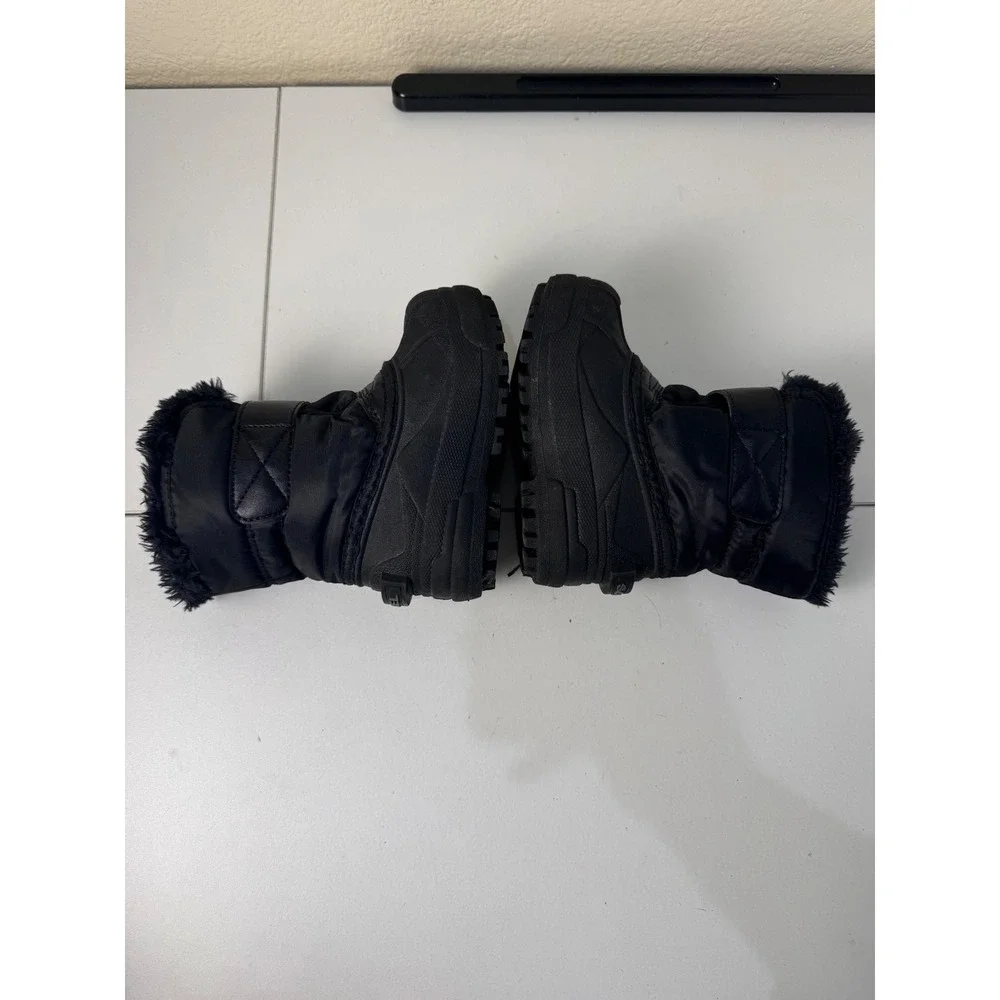 Sorel Snow Commander Kids Size 7 Black Winter Snow Boots Faux Fur Waterproof